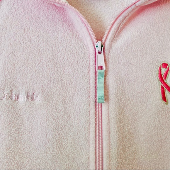 Columbia Breast Cancer Awareness Light Pink Fleece Jacket Women's Size Large - Picture 3 of 4